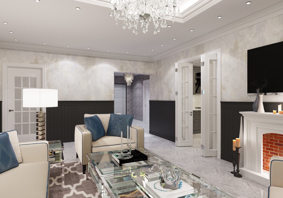 Проект совмещеной гостиной с кухней