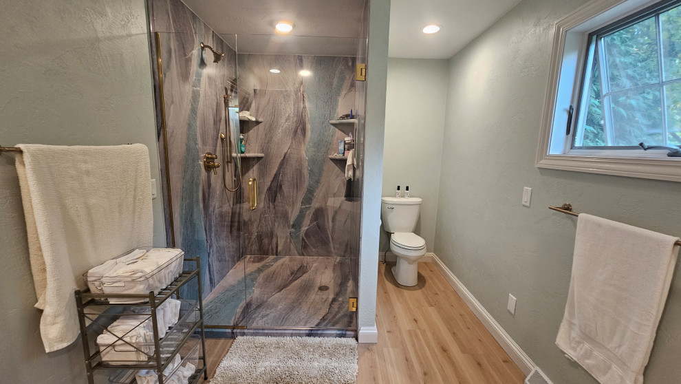 Walk-in Shower Remodel with Champagne Gold