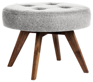 Round Footstool, Light Grey
