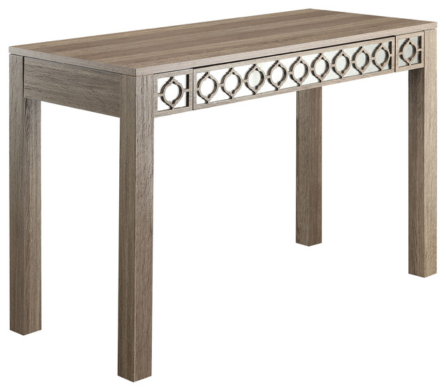 Helena Driftwood Style Vintage Ogee Inlay Distressed Mirrored Desk