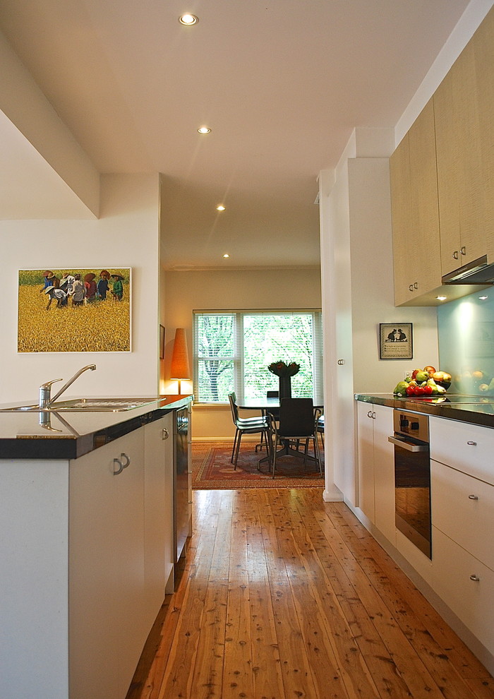 Eclectic kitchen in Adelaide.