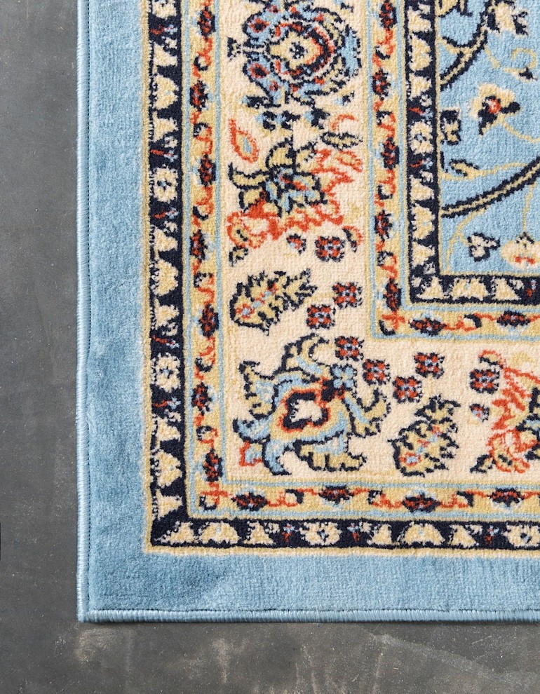 Traditional Zayandeh Sky Area Rug, 9'x12' Traditional Area Rugs