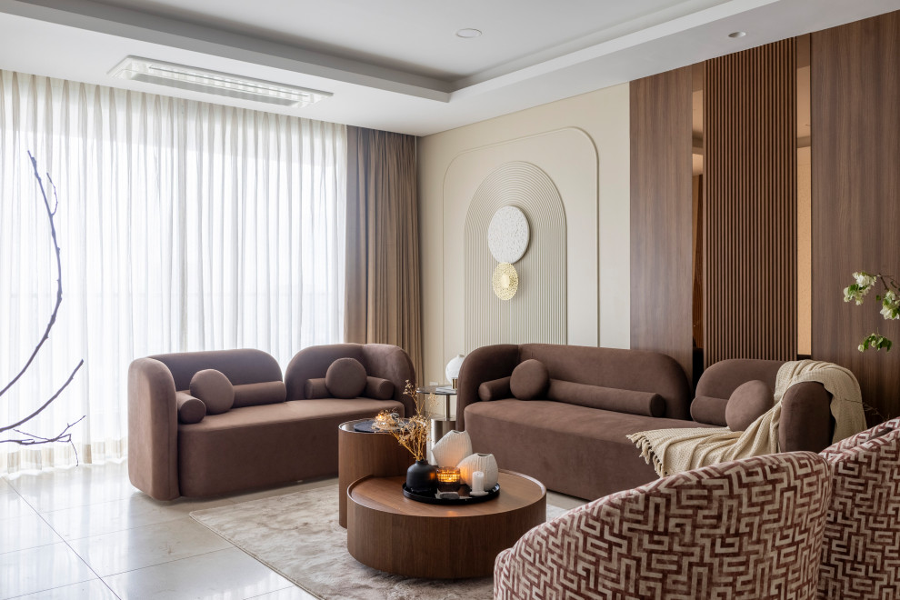 Design ideas for a contemporary living room in Pune.