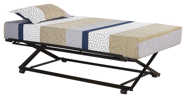H Pop Up Trundle High Riser Bed Frame, Roll Out Pop Up Twin Size Trundle Bed Frame