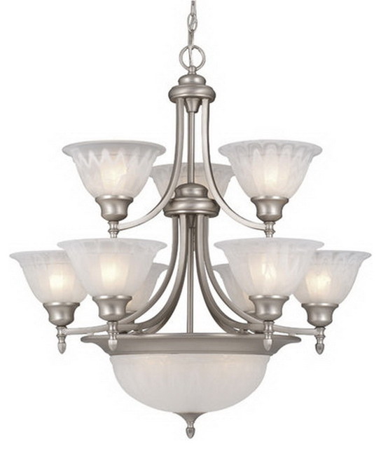 Vaxcel Lighting Brushed Nickel Chandeliers Tuscan 12-Light Chandelier