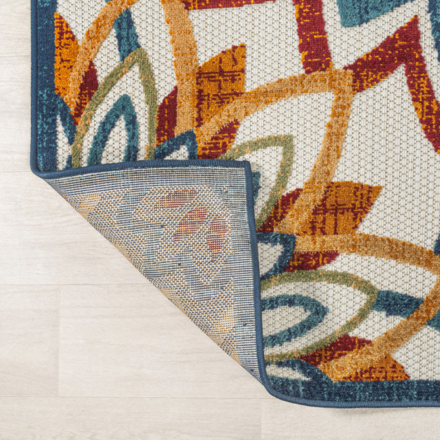 Flora Abstract Bold Mandala High-Low Indoor/Outdoor Area Rug, 2 X 8 ...