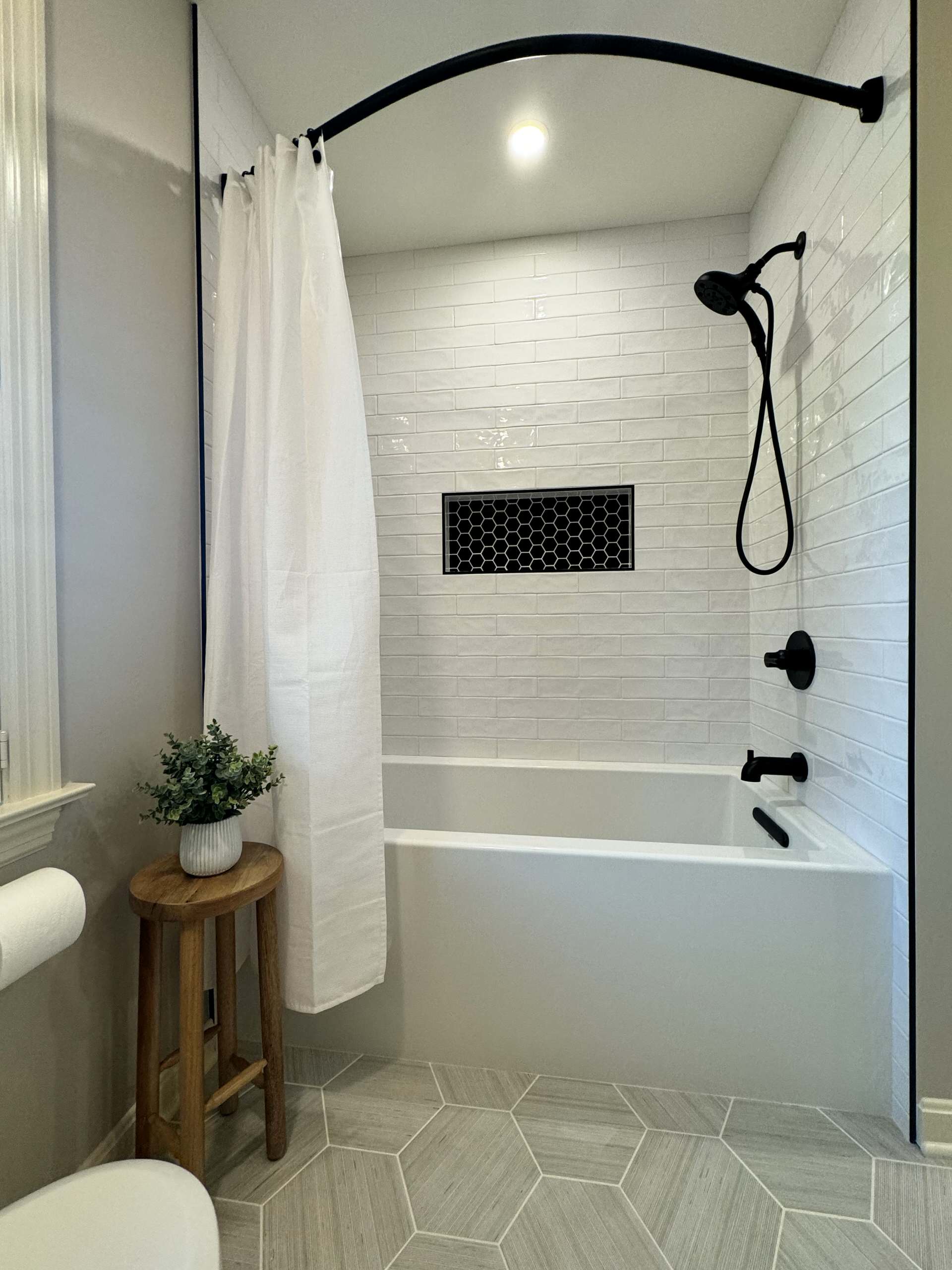 Elegant Rustic Luxe Bathroom renovation.
