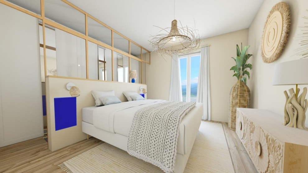 Example of an island style bedroom design in Marseille