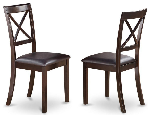 Boston X-Back Chair For Dining Room With Faux Leather Upholstered Seat, Set Of 2