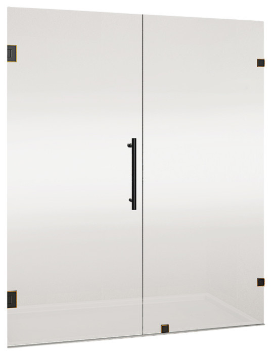 Nautis GS Frameless Hinge Shower Door With Shelves Oil-Rubbed Bronze ...