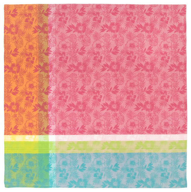 100 Cotton Green & Yellow 60"x60" Tablecloth Avignon Emerald