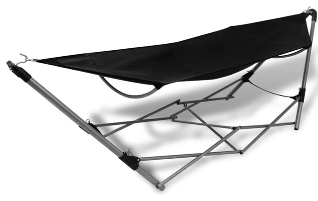 Portable Folding Hammock Lounge Camping Bed Steel Swing Chair W//Carry Bag Black