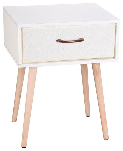 Bedside Tables Home Kitchen Cherry Tree Furniture Black White 2 Drawer Bedside Table Nightstand Cabinet With Solid Wood Legs