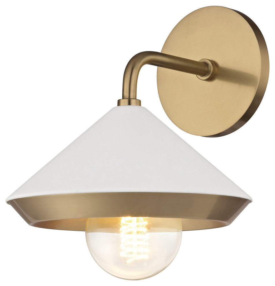 Marnie Wall Sconce, Finish: Aged Brass, Shade: White