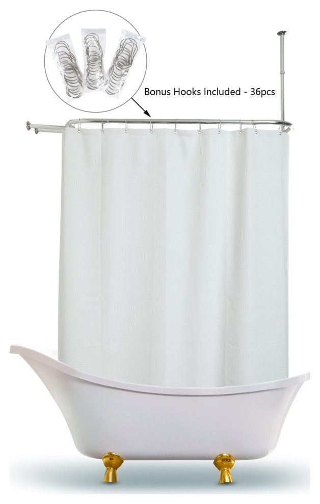 Utopia Alley Waffle Weave Clawfoot Tub Shower Curtain 180 x 70 Inch