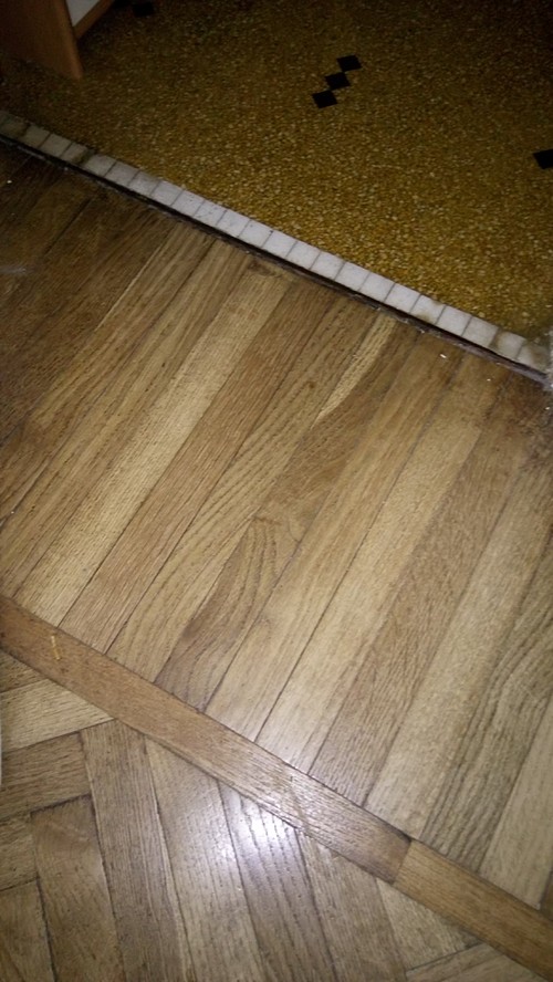Accostamento gres e parquet Parquet seconda scelta