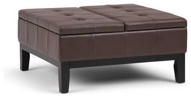 Simpli Home Dover Faux Leather Coffee Table Ottoman In Chocolate Brown Simpli Home Dover Faux Leather Coffee Table Ottoman In Chocolate Brown