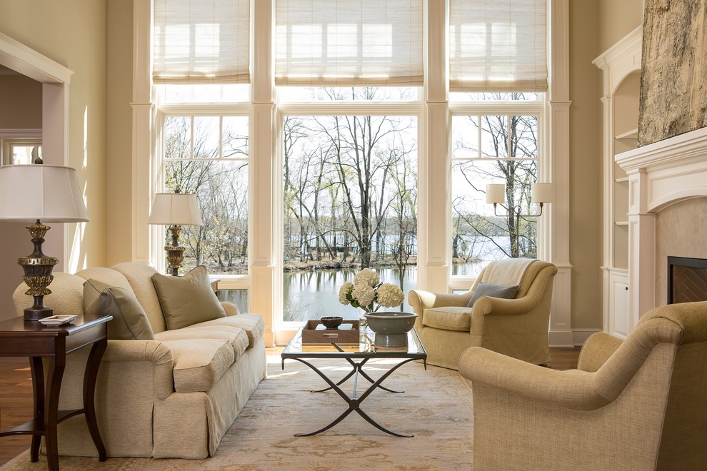 This is an example of a beach style family room in Minneapolis.