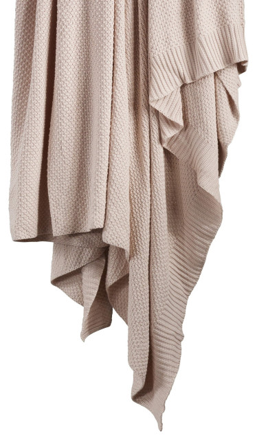 Cotton Knit Throw Blanket, 50"x60", Blush, 1 Piece