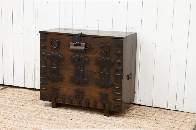 View of Antique Korean Metal & Wood Cabinet - Asian - Accent Chests And ...