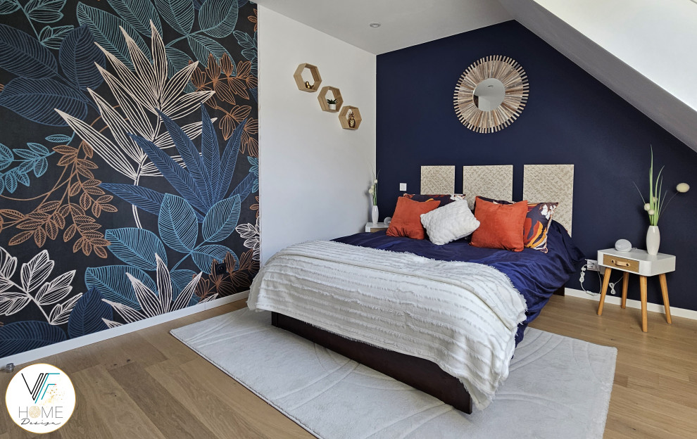 Cette photo montre une chambre scandinave.