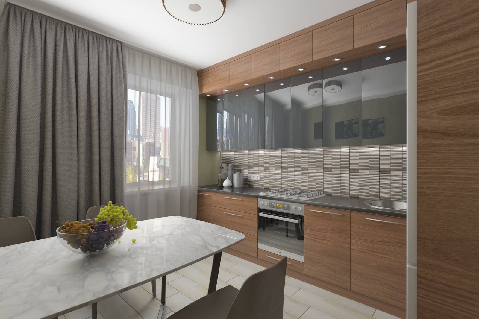 Кухня в серо-оливковых тонах