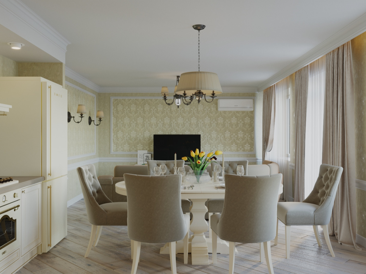 Дизайн Интерьера Кухни - Гостиной 68