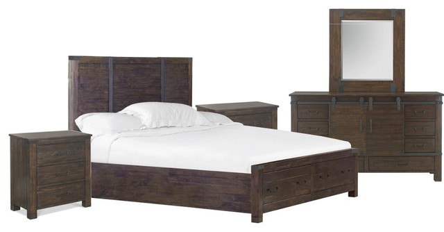 Magnussen Pine Hill 5 Piece Panel Storage Bedroom Set Option 2 King