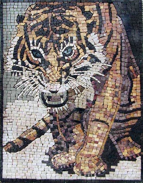 Mosaic Art Designs Tiger, Mosaic Tile Murals Designs