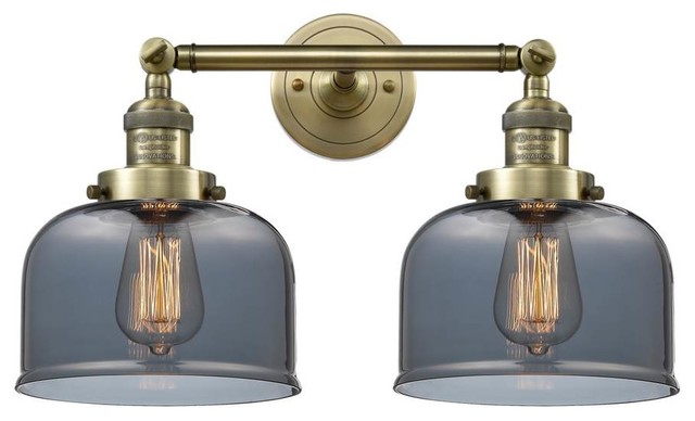 Antique Brass 2 Light 19 Bath Vintage Bulbs Industrial Bathroom Vanity Lighting By Plfixtures