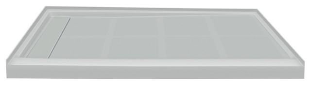 Transolid Linear 48"x36" Rectangular Shower Base With Left Hand Drain, Gray