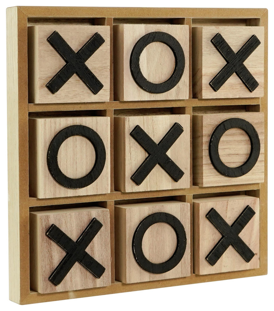 American Art Decor Wood Tic Tac Toe Game Board Tabletop Decor, 9"x9" -  Farmhouse - Board Games And Card Games - by American Art Decor, Inc. | Houzz