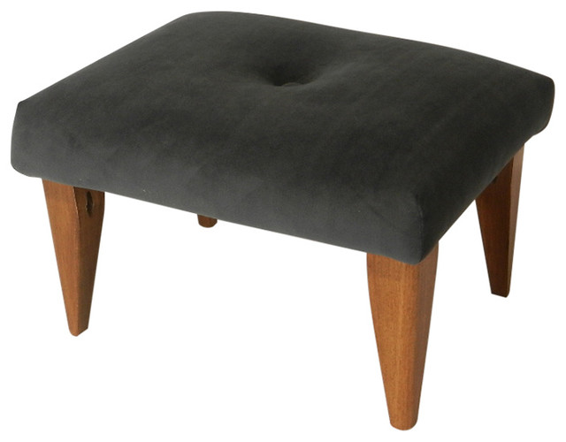 Tufted Suede Footstool Transitional Footstools And Ottomans by