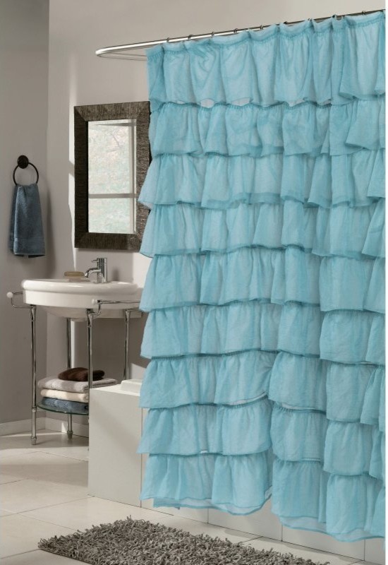 Carnation Home Fashions Carmen Ruffle Tier Fabric Shower Curtain - SCVOIL/CAR/01