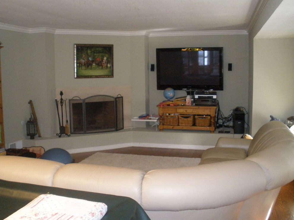 Transitional family room - before