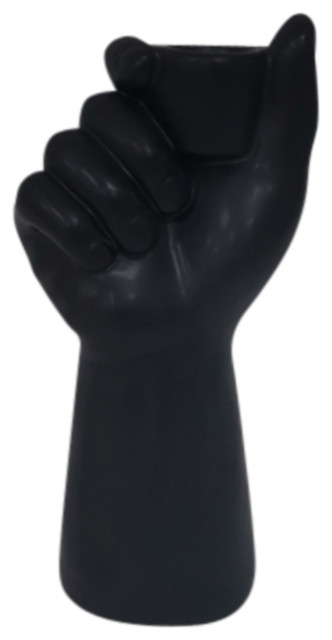 Ceramic 8"H Hand Candle Holder, Black