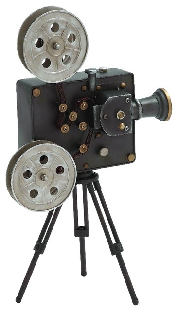 Metal Movie Projector Tripod Film Reel Lens Details