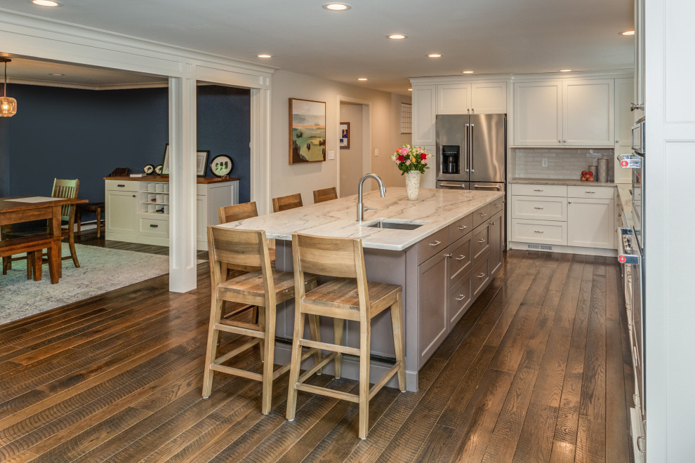 Mid-sized transitional home design photo in Boston