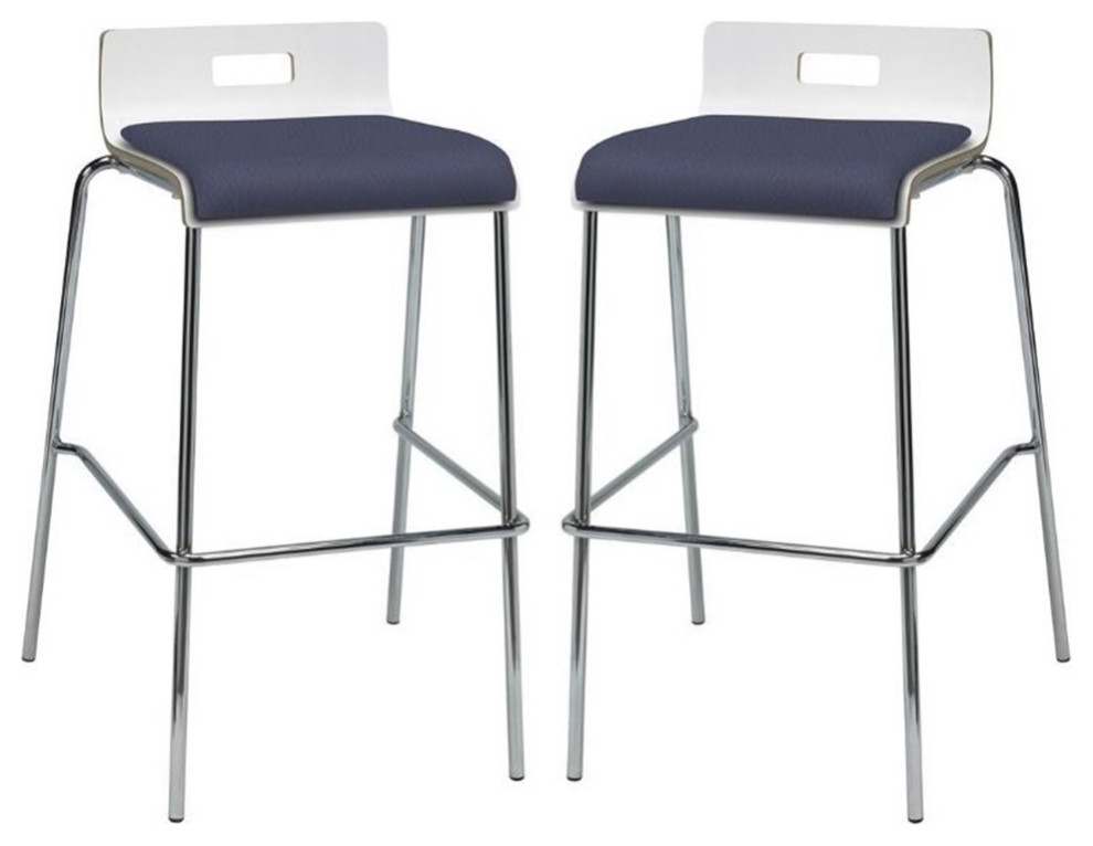 Home Square 30" Vinyl Seat Bar Stool in White and Grape Set of 2