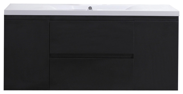 MOB 48" Wall Mounted Vanity With Reinforced Acrylic Sink, Black