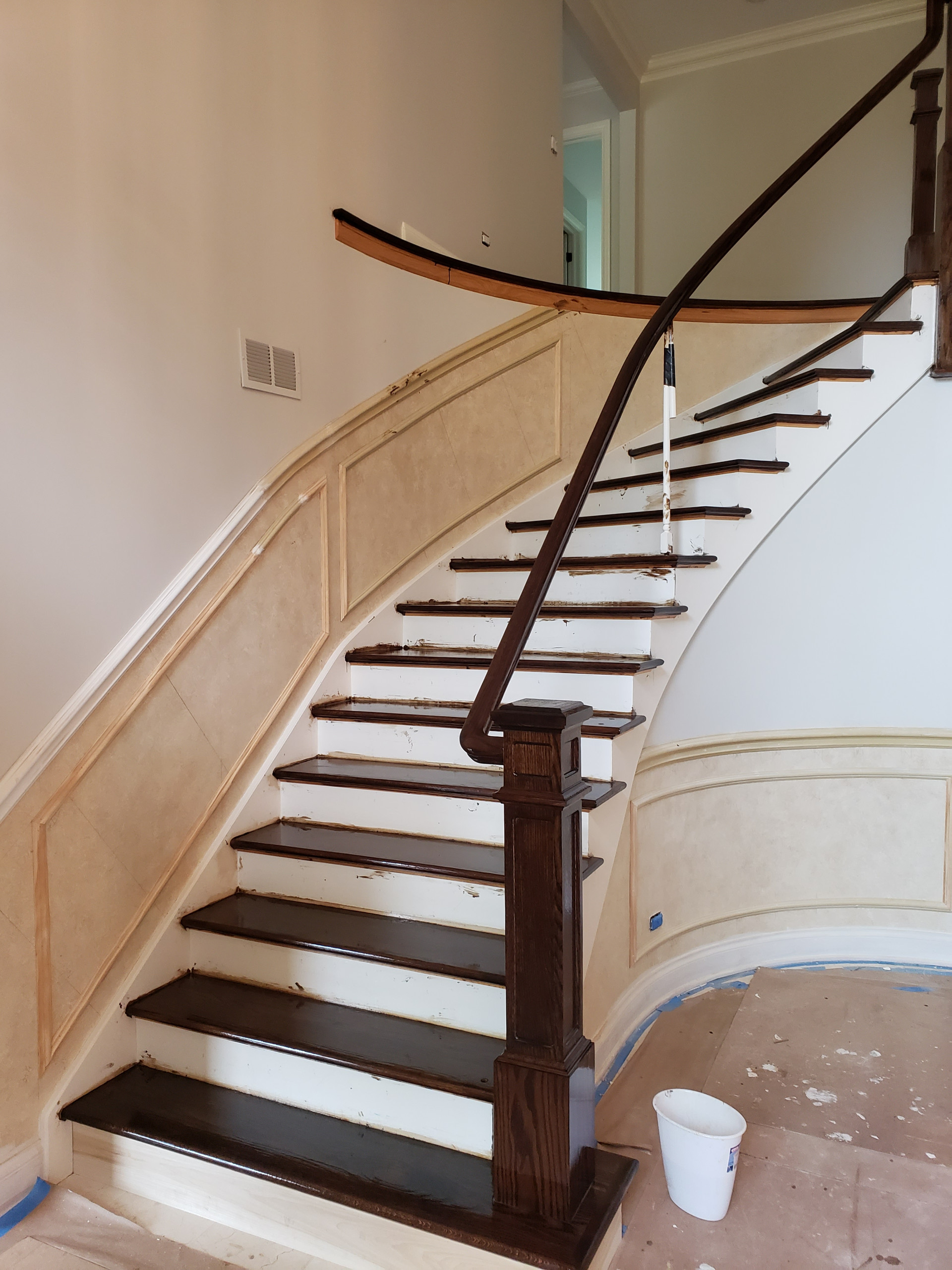 Arlington Heights,  2and 1/4 red oak , Jacobean stain , matte polyurethane finis