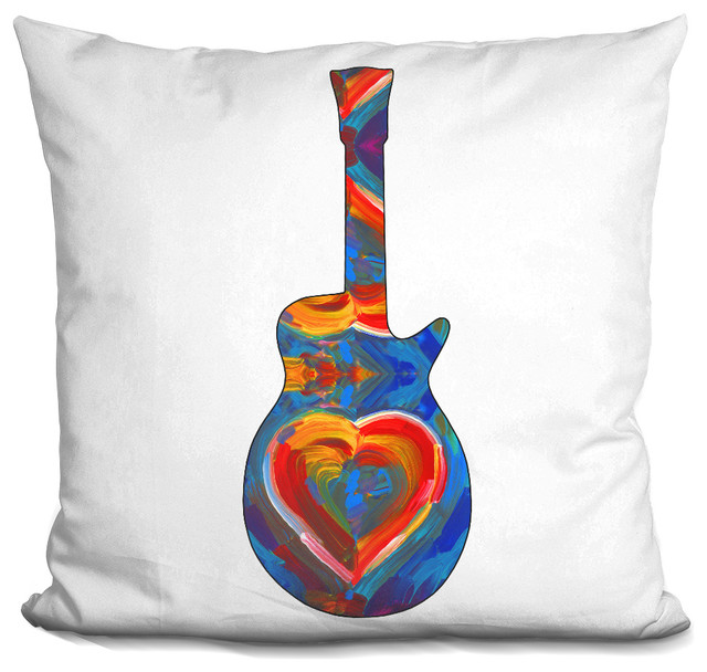 Pop Art Guitar Heart Brush Decorative Accent Throw Pillow