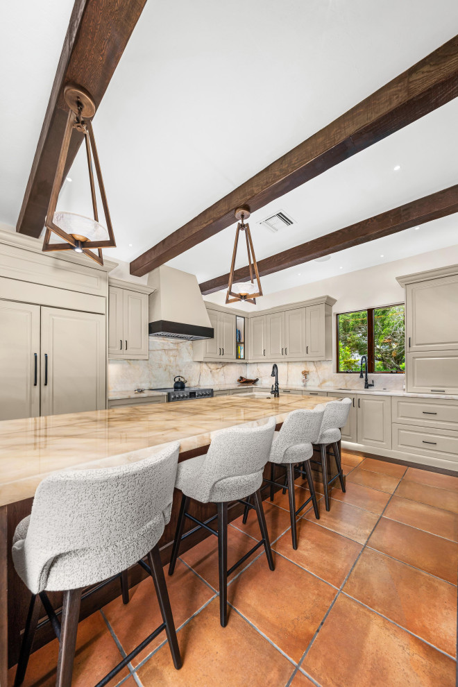 Example of a transitional kitchen design in Miami