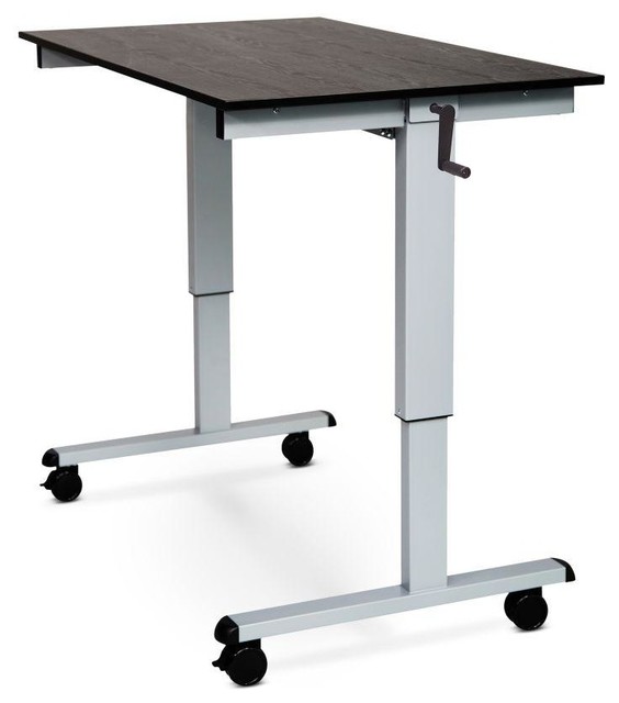 48 Sit Stand Black Oak Office Desk Wheels