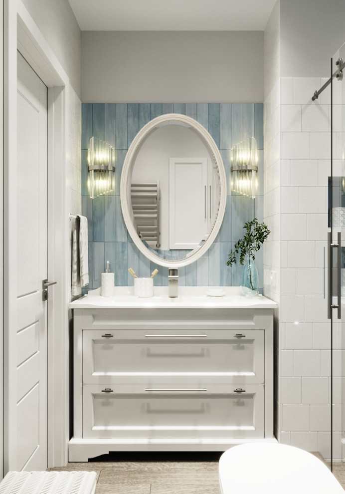 Душевая в голубых тонах