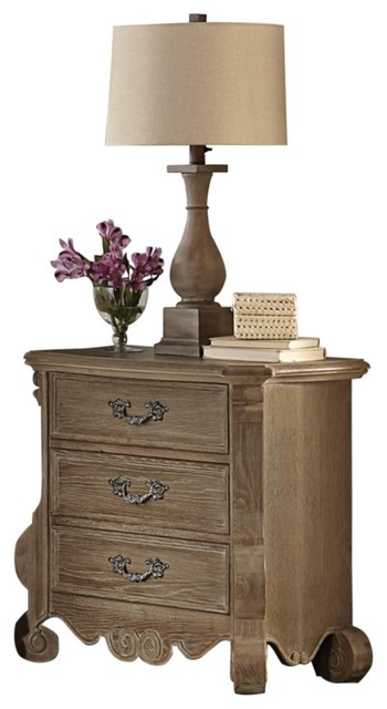 Crenshaw French Country Scrolled Frame Nightstand Oak Crenshaw French Country Scrolled Frame Nightstand Oak