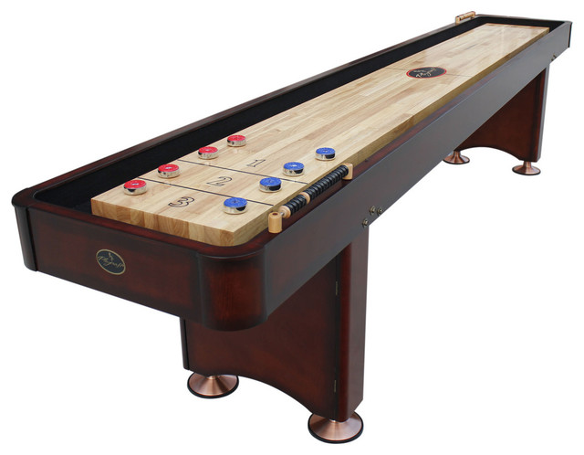 Playcraft Georgetown Shuffleboard Table Transitional Tables Playcraft Georgetown Cherry 9 Shuffleboard Table