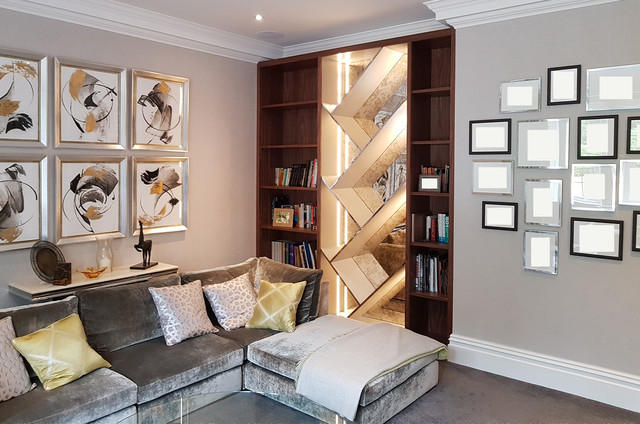 Natural walnut bespoke bookcase contemporary-vardagsrum