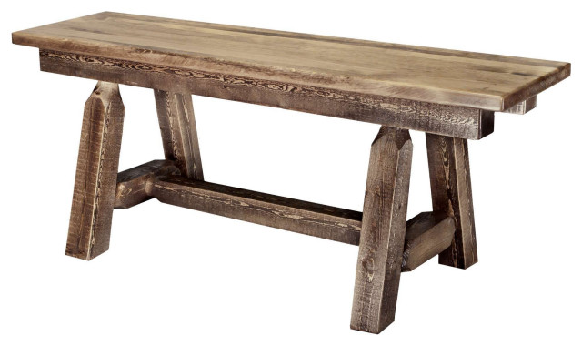 Homestead Collection Bench, Brown Stain & Clear Finish