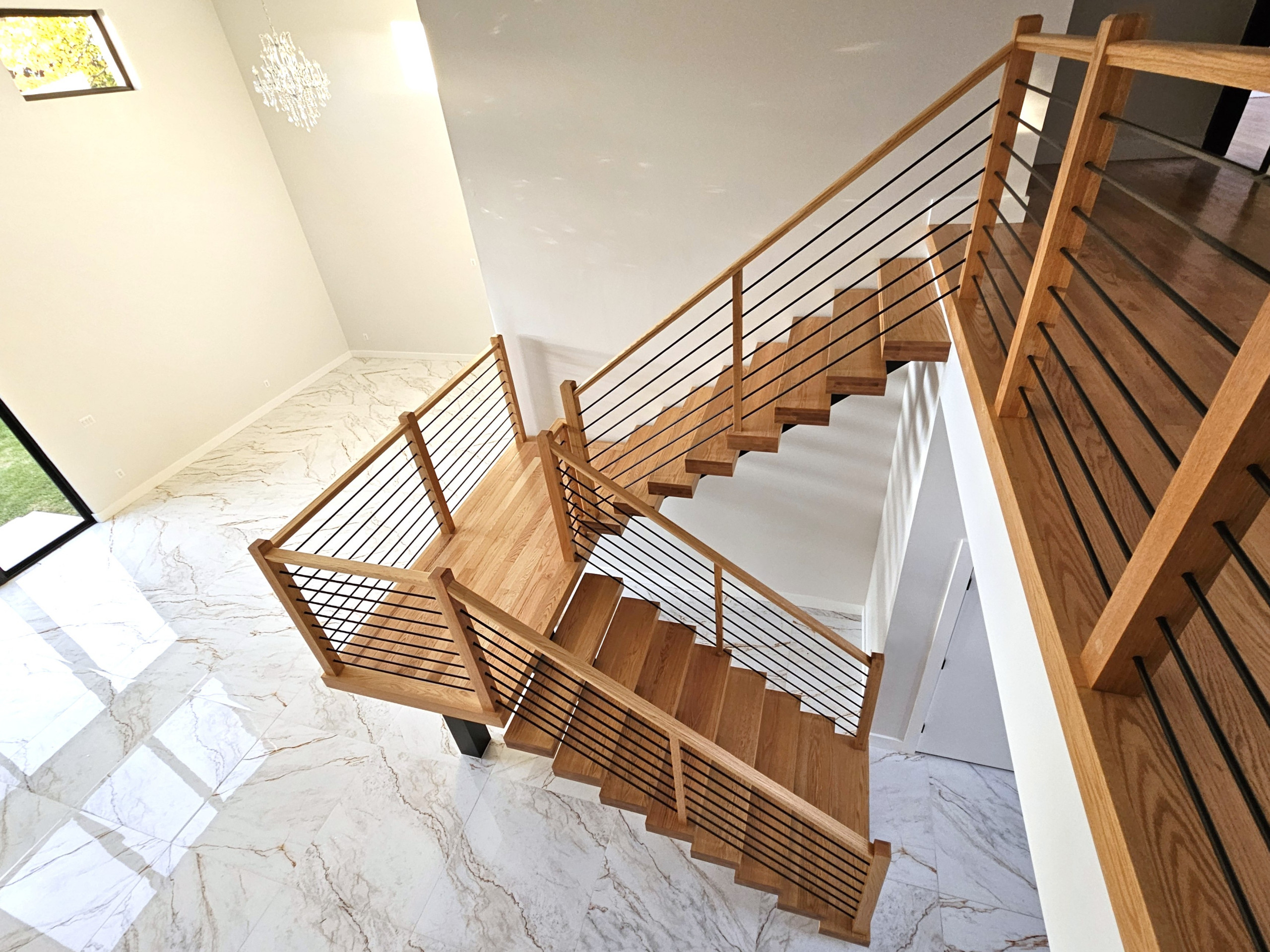 143_Modern Floating Red Oak and Metal Staircase, Sterling, VA
